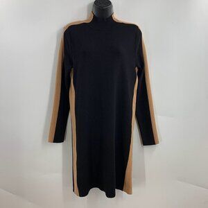 MNG‎ Suit Women's Mock Neck Long Sleeve Two Tone Midi Sweater Dress Size XS